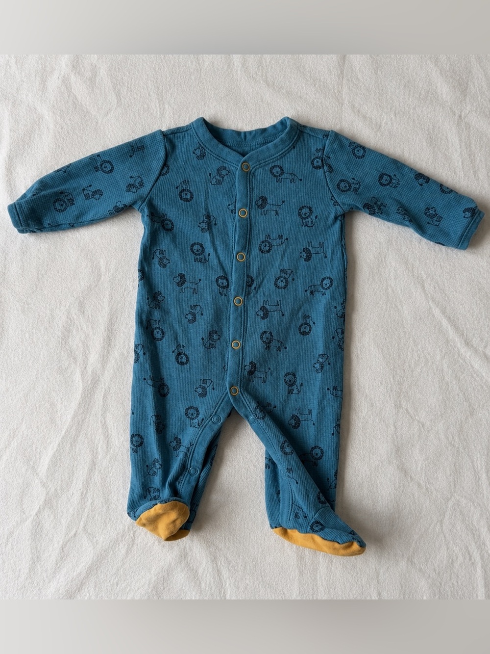 Carter's Teal Footed Baby One-Piece with Yellow Soles 3M